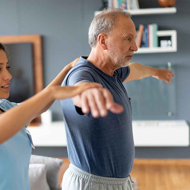 Man having his balance tested 